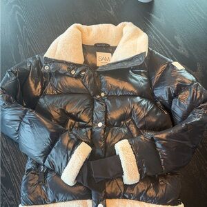 SAM Gigi Sherling Trim Black Puffer Jacket